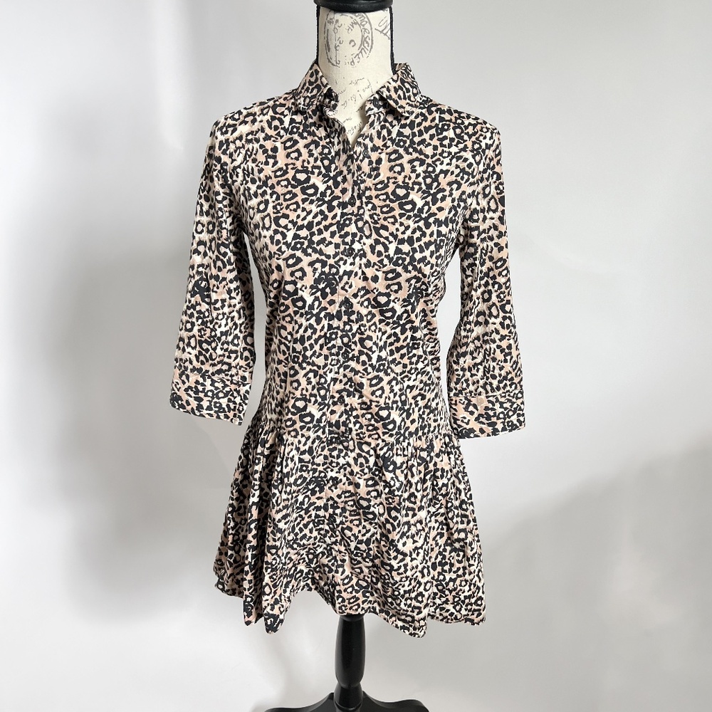 The Shirt Rochelle Behrens The Drop Waist Shirt Dress in Leopard Print